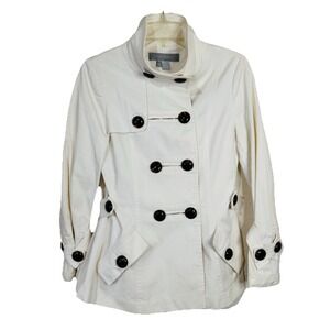 Zara‎ Jacket Bell Sleeve Cream Beige M Woman Cotton Double Breast Buttons Lined
